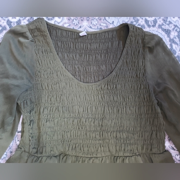 Old Navy Forest Fairy Long Sleeve Peasant Dress XL Green Eyelet Cottage Boho - Picture 4 of 14